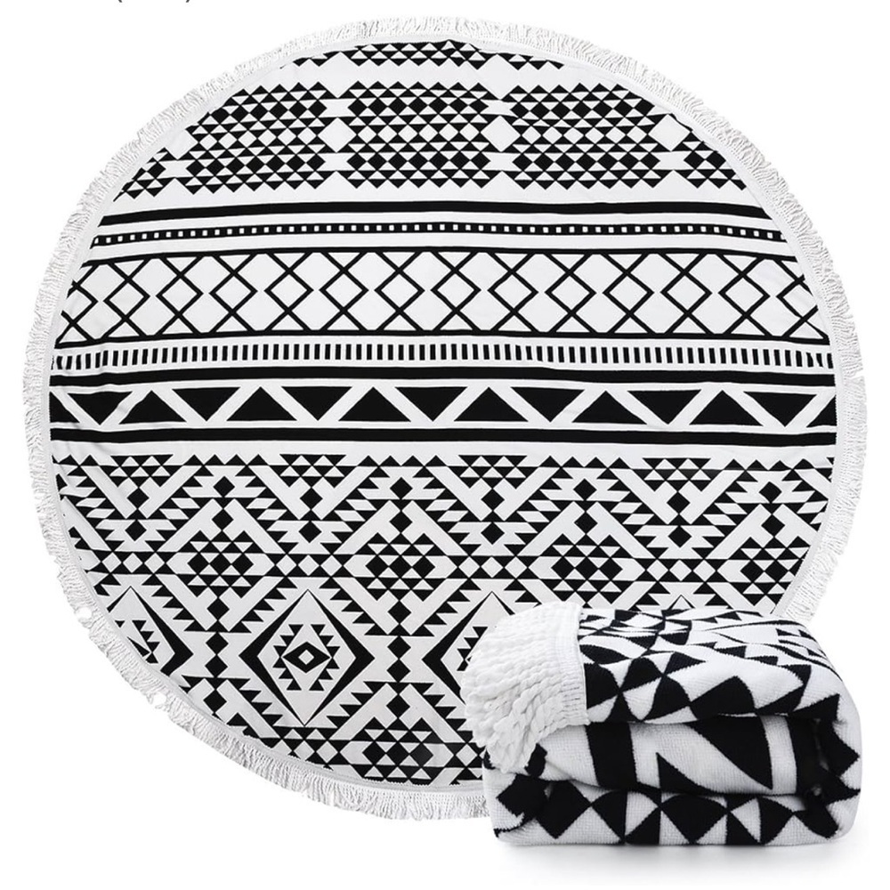 Indian Mandala Microfiber Round Beach Blanket Tassels Water Absorbent Towel